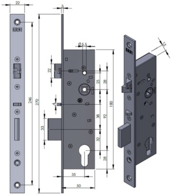 Samozamykací zámek mechanický ERBI SAM MB 9235