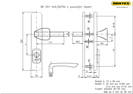 Bezpečnostní kování Rostex RX1 ASTRA Madlo/Klika