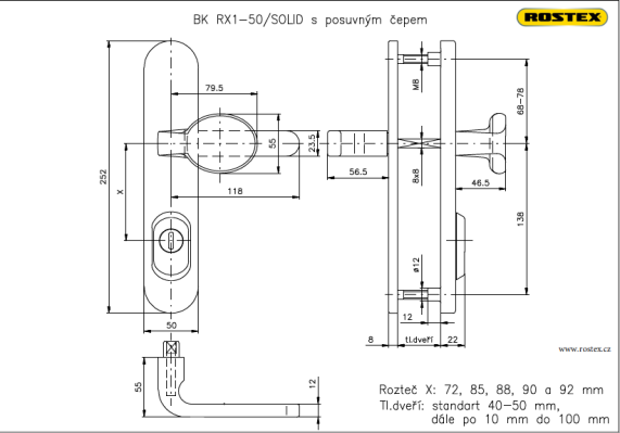 Bezpečnostní kování Rostex RX1 ASTRA Madlo/Klika